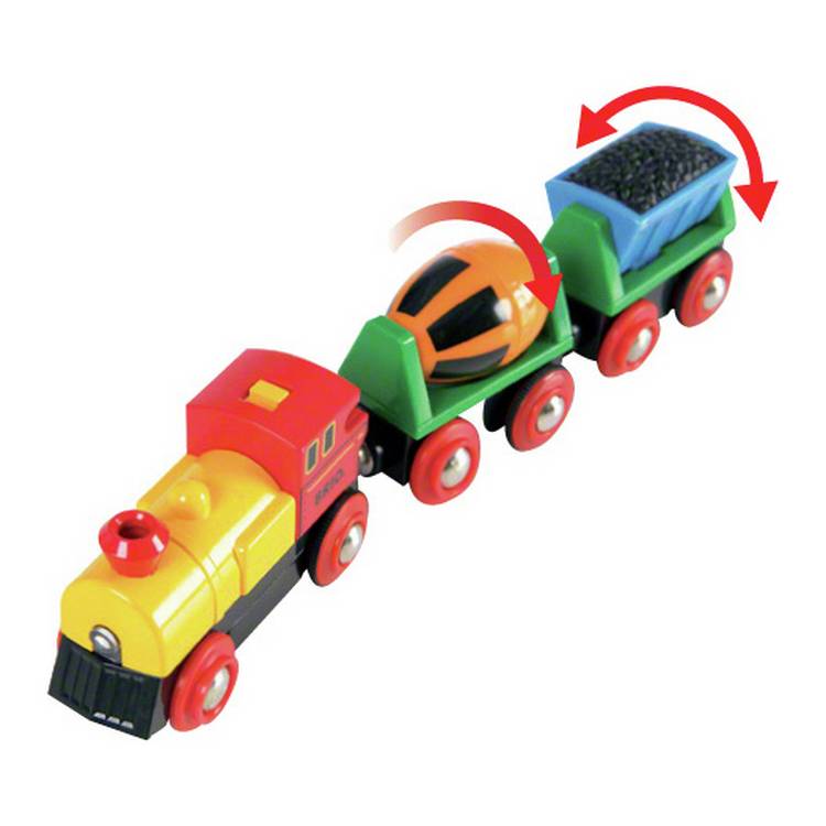 Brio battery action train with headlight and cement mixer (British brand)