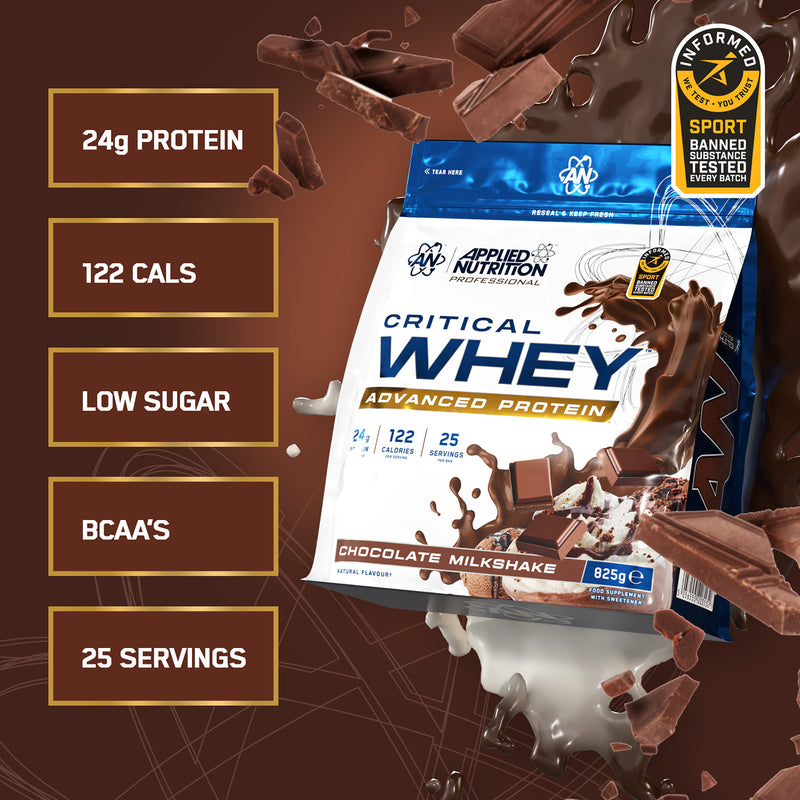 Applied Nutrition whey protein powder chocolate milkshake 825g (British brand)