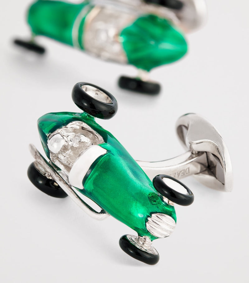Deakin & Francis sterling silver racing car cufflinks, imported from the UK