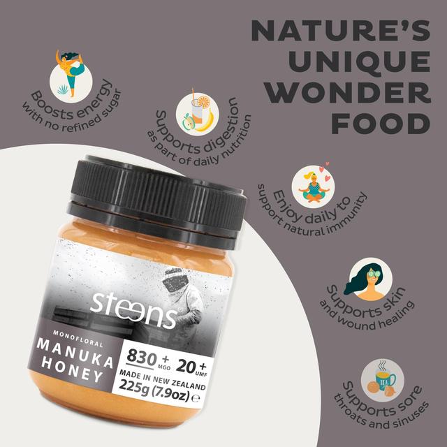 Steens MGO 830 UMF20 Manuka Honey   225g GOODS M&S