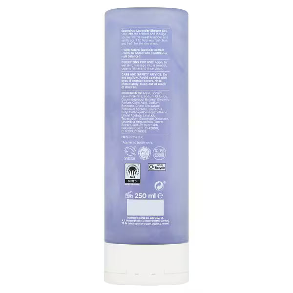 Superdrug shower gel fruity lavender vanilla 250ml (British brand)
