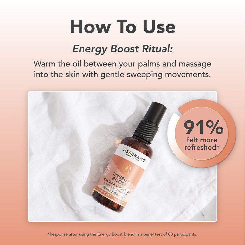 Tisserand Energy Boost Massage and Body Oil 100ml (British brand)