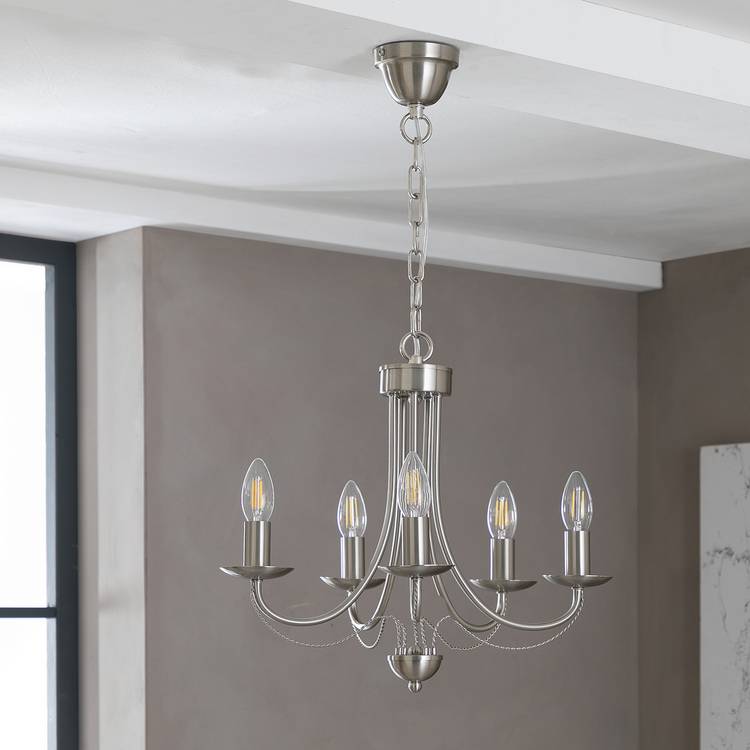 Argos Home Twirl 5-light chandelier brushed chrome (British brand)