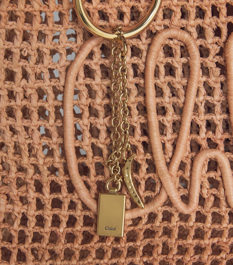 Chloé Raffia Summer Banana Tote Bag, imported from the UK