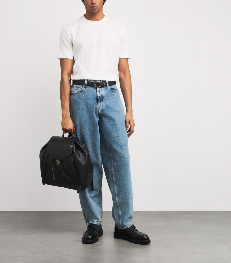Emporio Armani pebbled leather backpack, imported from the UK
