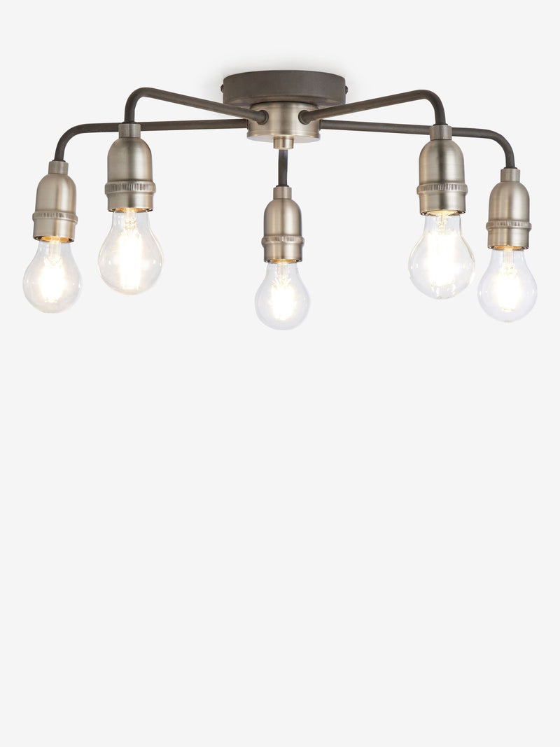 Black Brooklyn flush ceiling light with nickel accents - British product