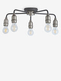 Black Brooklyn flush ceiling light with nickel accents - British product