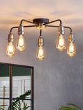Black Brooklyn flush ceiling light with nickel accents - British product