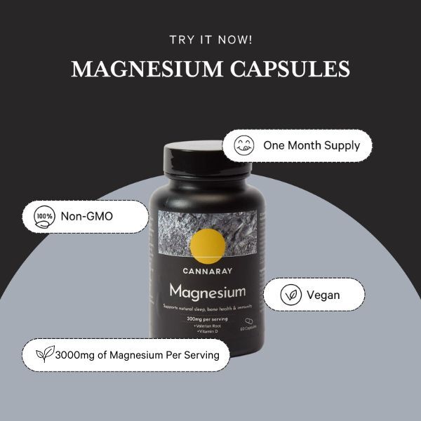 Cannaray Magnesium Capsules 300mg 60 capsules (British brand)