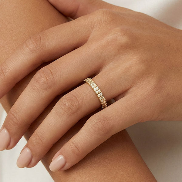 MUCHV silver stacking ring with cubic zirconia, UK version