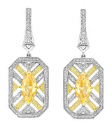 Harrods Boodles Fifth Avenue Platinum, Yellow Gold and Diamond Drop Earrings- Buy online at McGrocer