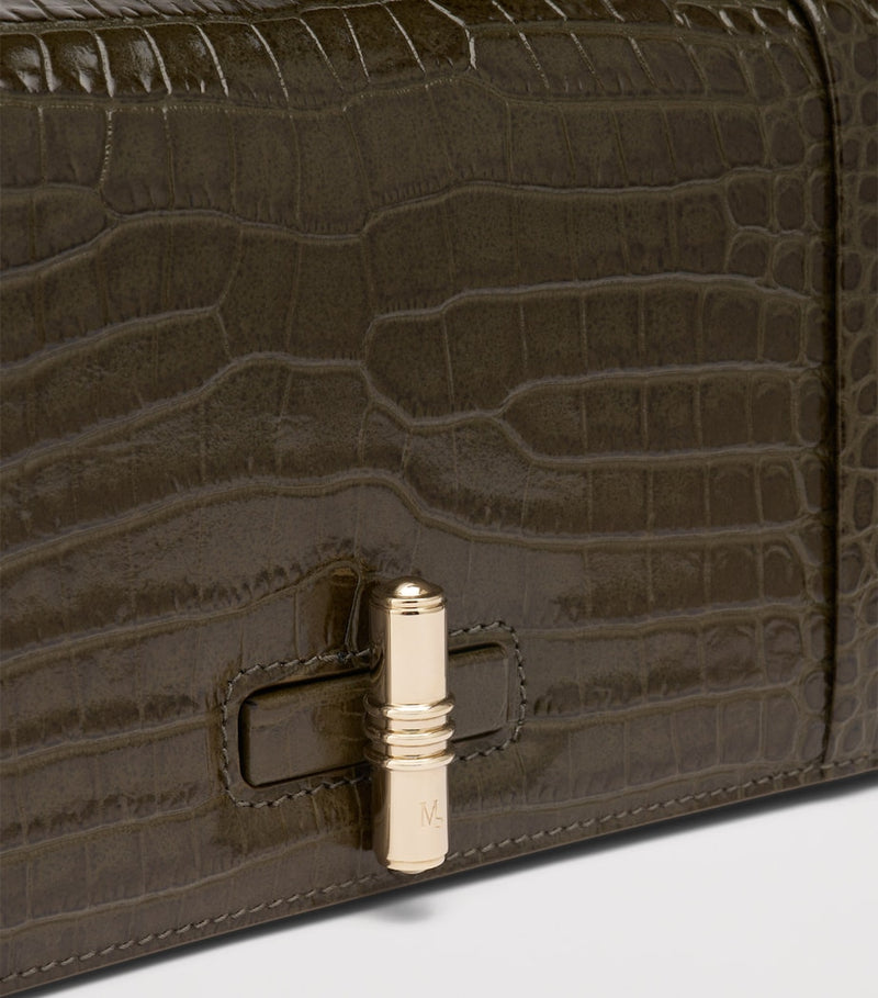 Malone Souliers croc-embossed May clutch bag, imported from the UK