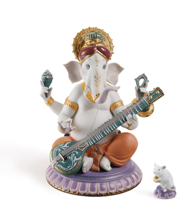 Lladró Veena Ganesha porcelain figurine limited edition, imported from the UK