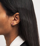 SHAY rose gold stud earrings with pink sapphire and diamond halo - British product