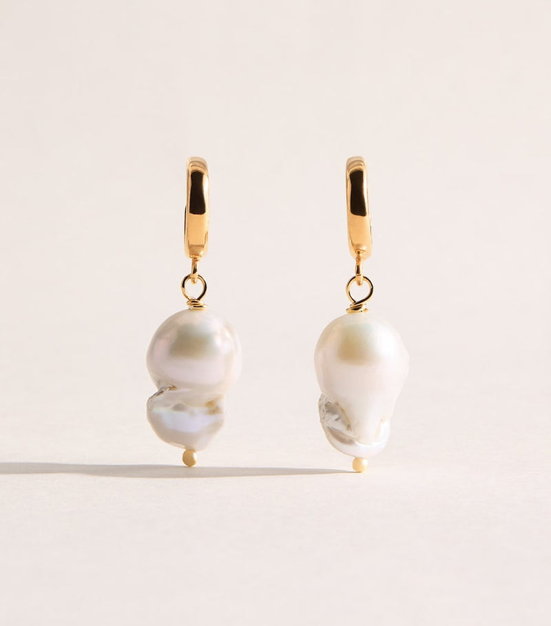 Hermina Athens hoop earrings gold-plated freshwater pearl - British product