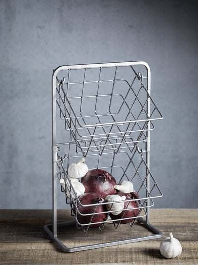 Next Industrial Grey 2 Tier Storage Basket Kitchen Organizer- Buy online at McGrocer