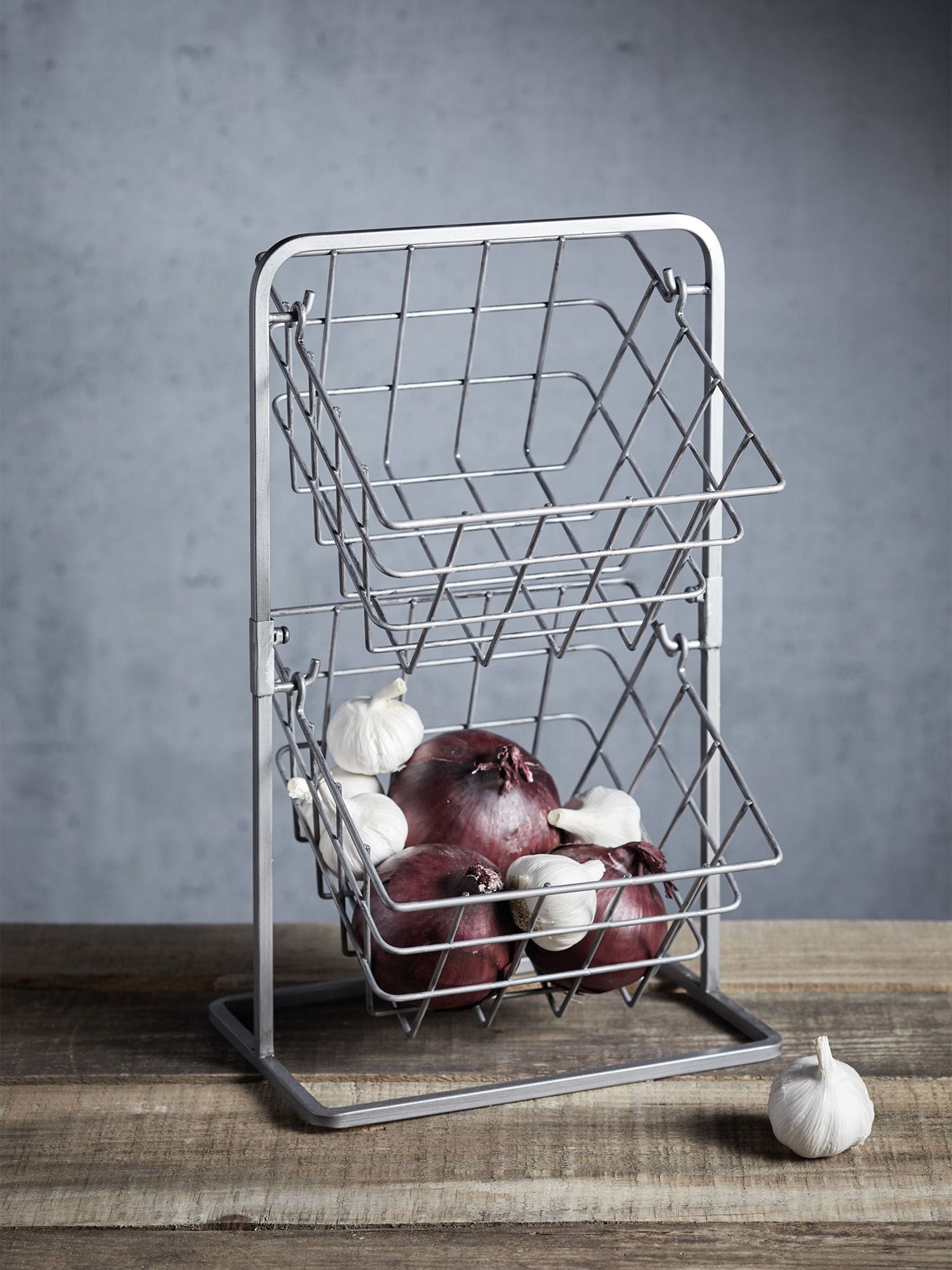 Industrial Kitchen Grey 2 Tier Storage Basket