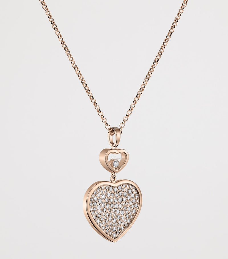 Chopard Happy Hearts rose gold diamond pendant necklace - British product
