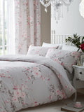 Catherine Lansfield grey floral pencil pleat curtains, UK version