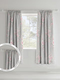 Catherine Lansfield grey floral pencil pleat curtains, UK version