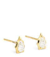 Harrods Jade Trau Yellow Gold and Diamond Envoy Stud Earrings- Buy online at McGrocer