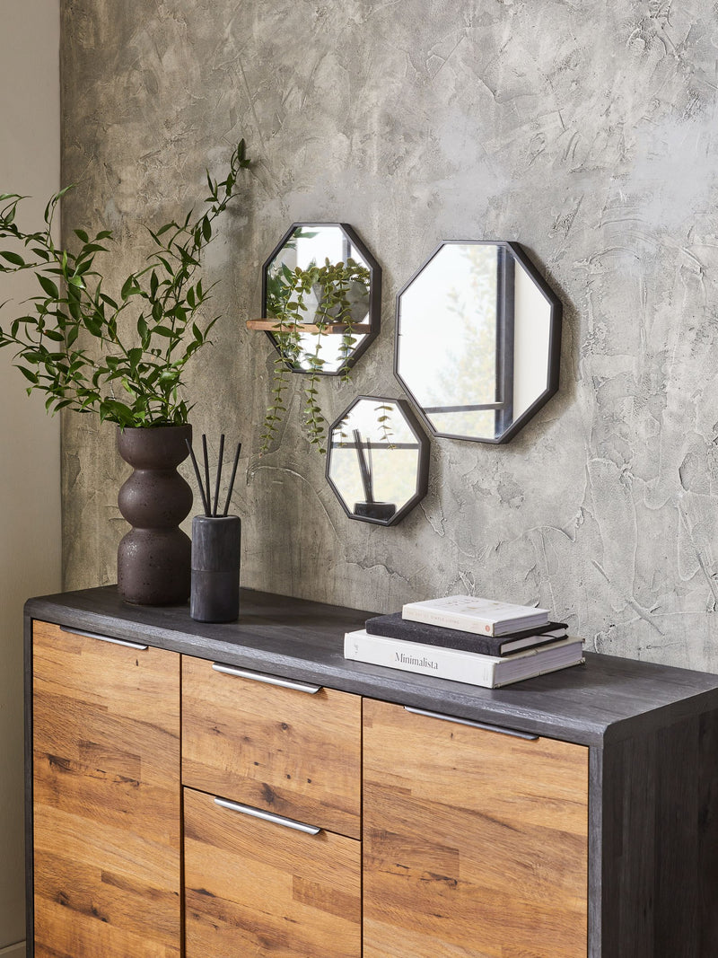 Bronx black set of 3 wall mirrors - British product