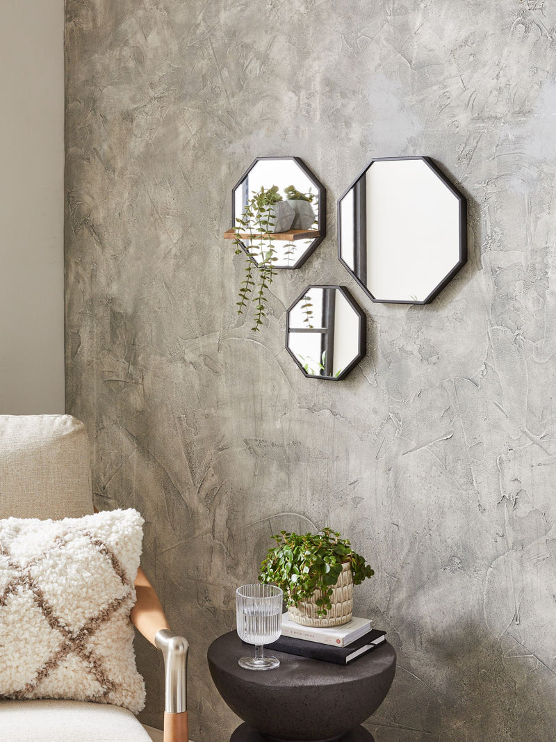 Bronx black set of 3 wall mirrors - British product