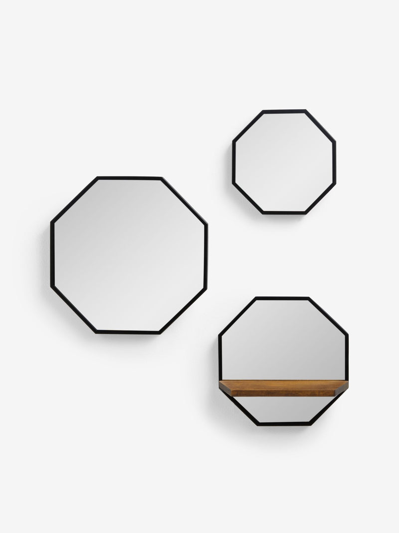 Bronx black set of 3 wall mirrors - British product