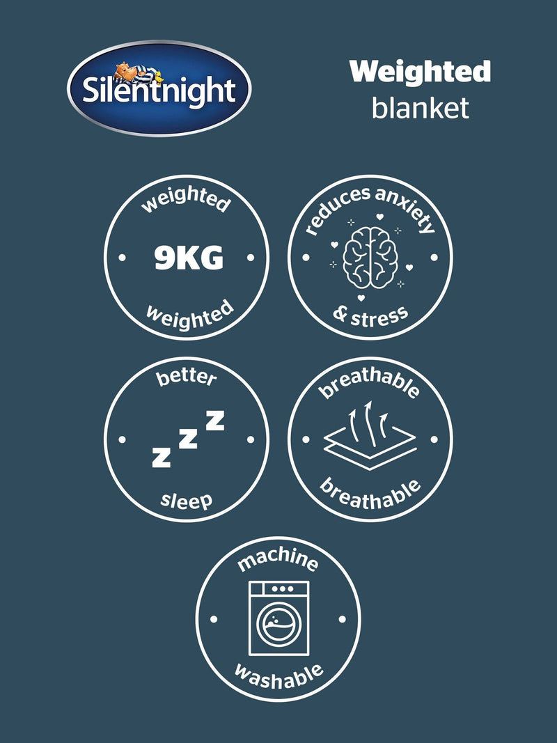 Silentnight grey weighted blanket 9kg 150x200cm - British product