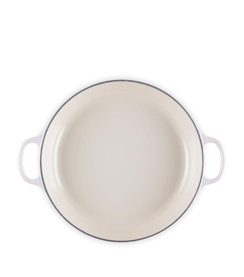 Le Creuset cast iron petal shallow casserole dish 26cm, imported from the UK