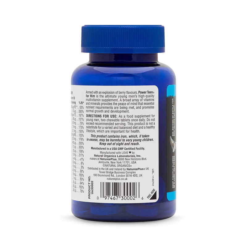 NaturesPlus Power Teen multivitamin chewable 60 tablets (British brand)