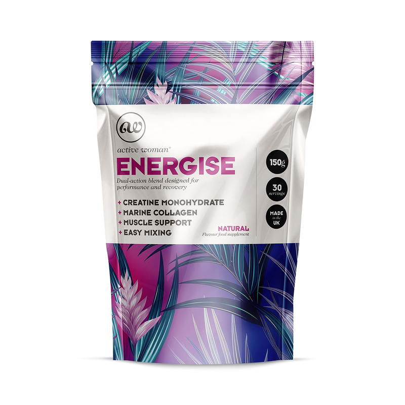 Active Woman Energise creatine collagen supplement 30 servings, imported from the UK