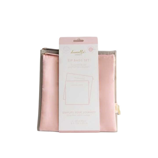 Danielle Creations cosmetic bag set pink grey - British product