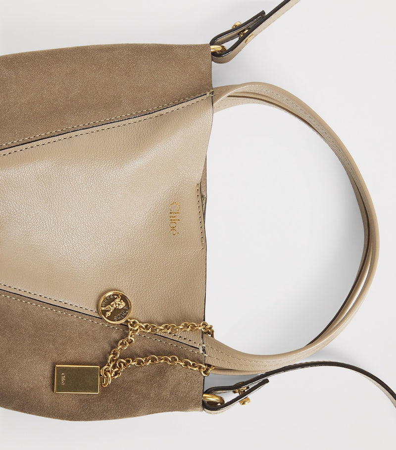Chloé small leather-suede Spin tote bag, imported from the UK