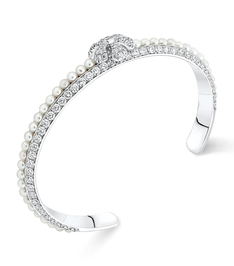 David Morris pearl diamond bangle 18kt white gold - British product