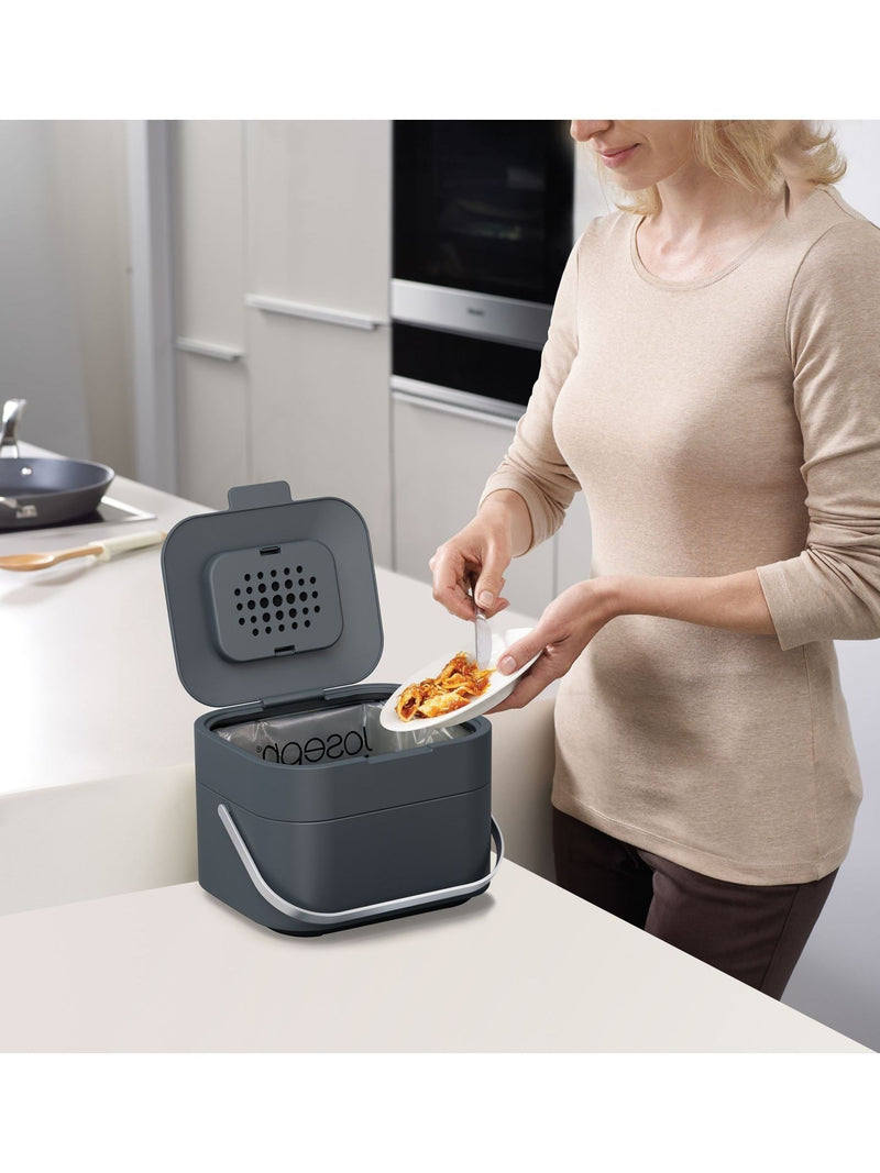 Joseph Joseph Graphite Stack 4 Food Waste Caddy, UK version