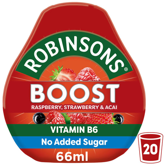 Robinsons Boost Benefit Drops Raspberry Strawberry & Acai with Vitamin B6 66ml GOODS Sainsburys   