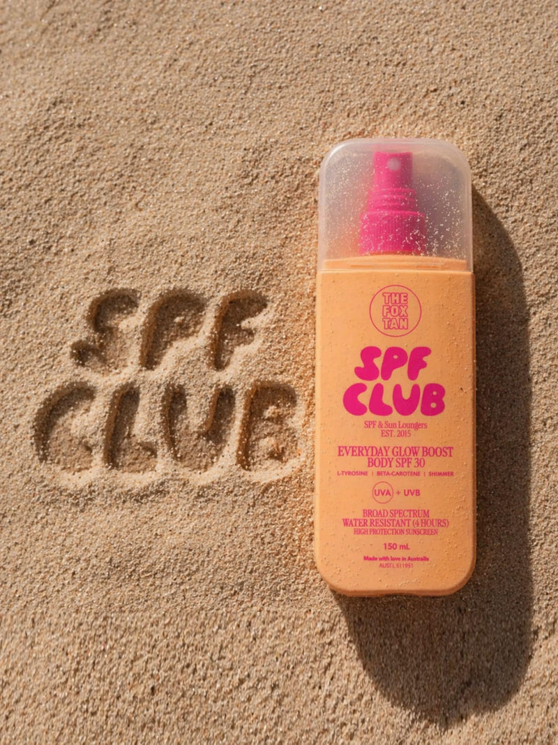 Fox Tan Everyday Glow Boost SPF30 body lotion, imported from the UK