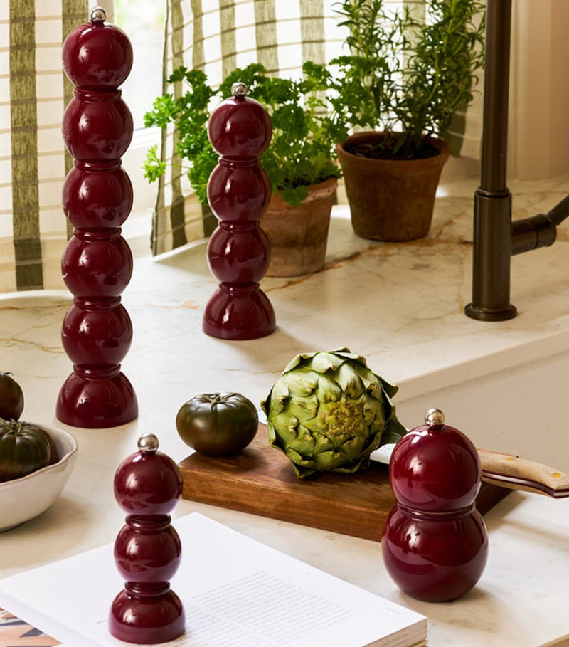 Addison Ross large bobbin salt pepper mill lacquered rubber wood - British product