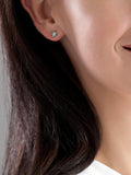 Sterling silver cubic zirconia moon and star stud earrings 7mm (British brand)