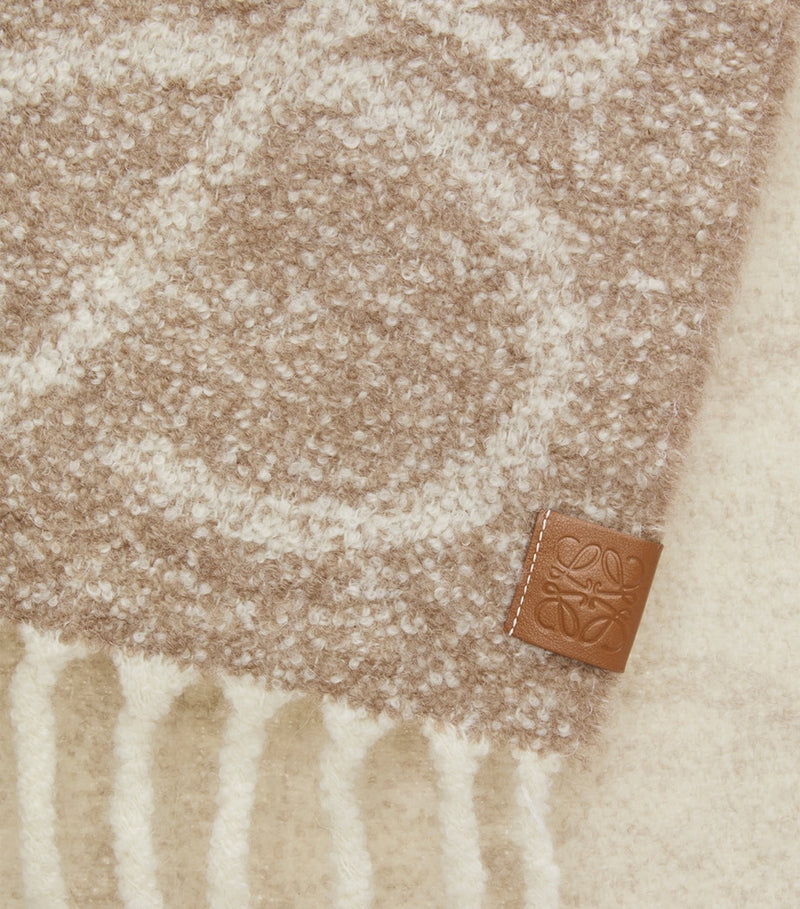LOEWE alpaca-blend Anagram scarf with fringed edges, imported from the UK