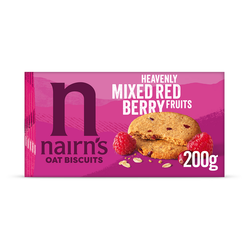 Nairn's mixed berries oat biscuits 200g, imported from the UK