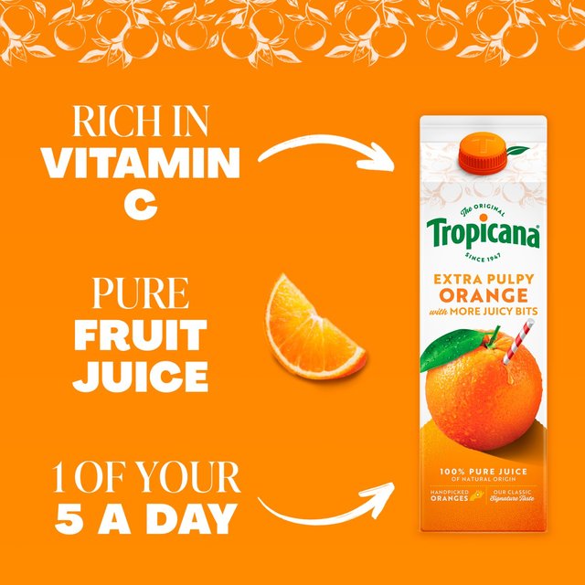 Tropicana Pure Orange Fruit Juice with Extra Juicy Bits 900ml GOODS M&S