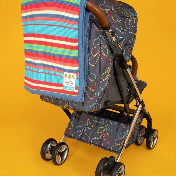 baby blanket Multi coloured striped 80cm x 100cm - British product