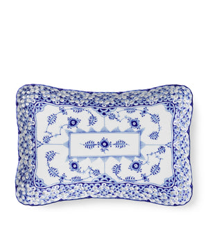 Hand-Painted Blue Fluted Full Lace Porcelain Dish 23cm