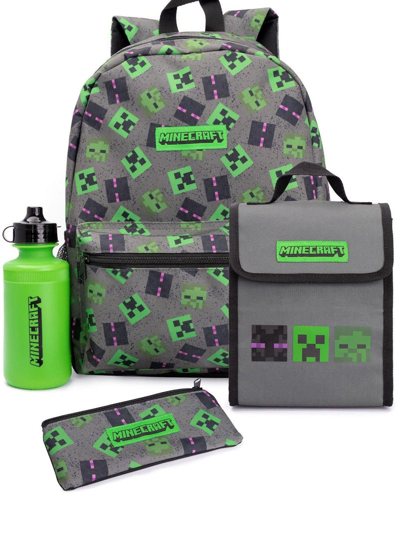 Vanilla Underground Minecraft Creeper 4-piece backpack set, imported from the UK