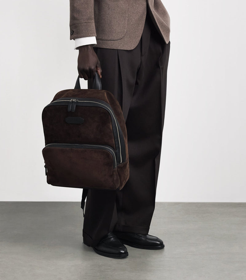 Brioni suede Via Veneto backpack, imported from the UK
