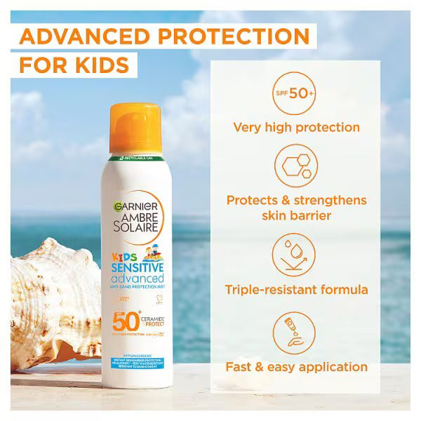 Garnier Ambre Solaire Sensitive Sun Cream Mist SPF50 150ml, UK version