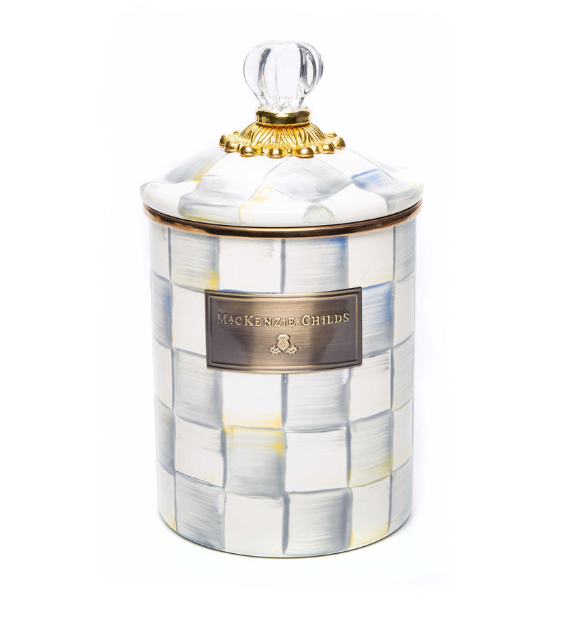 MacKenzie-Childs Sterling Check canister 21.5cm, imported from the UK