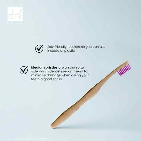 Dr Botanicals bamboo toothbrush purple duo pack 2 pieces, imported from the UK